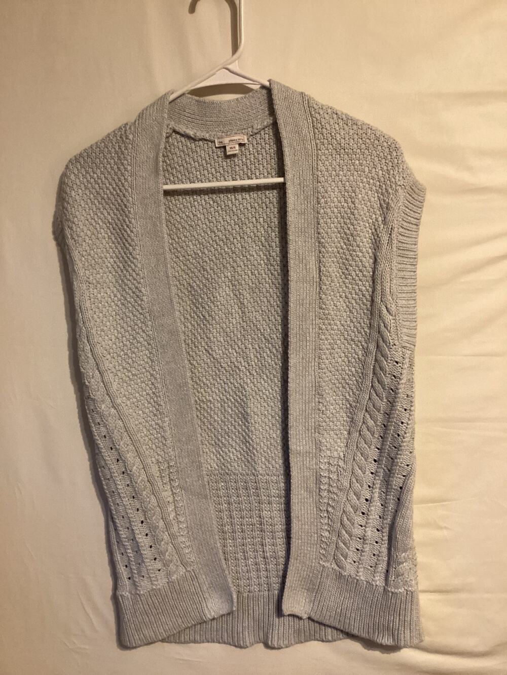 2324 Gap Womens Cable Knit Open Front Sleeveless Cardigan Gray Size XS/S